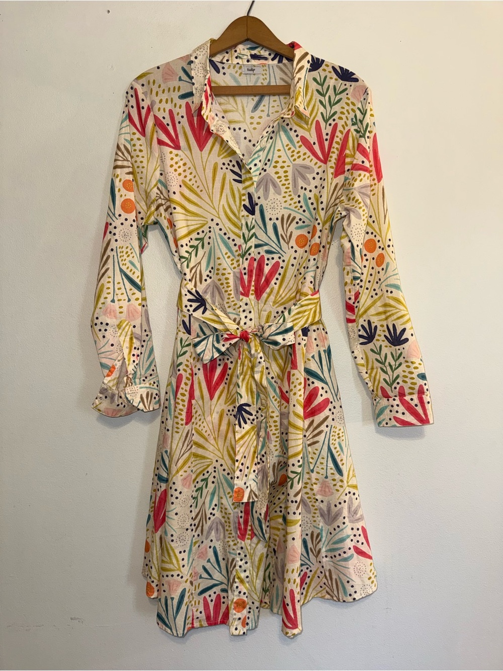 Tulip Clothing Tulip Perrin Womens Lightweight Belted Cotton Dress Whimsy Floral